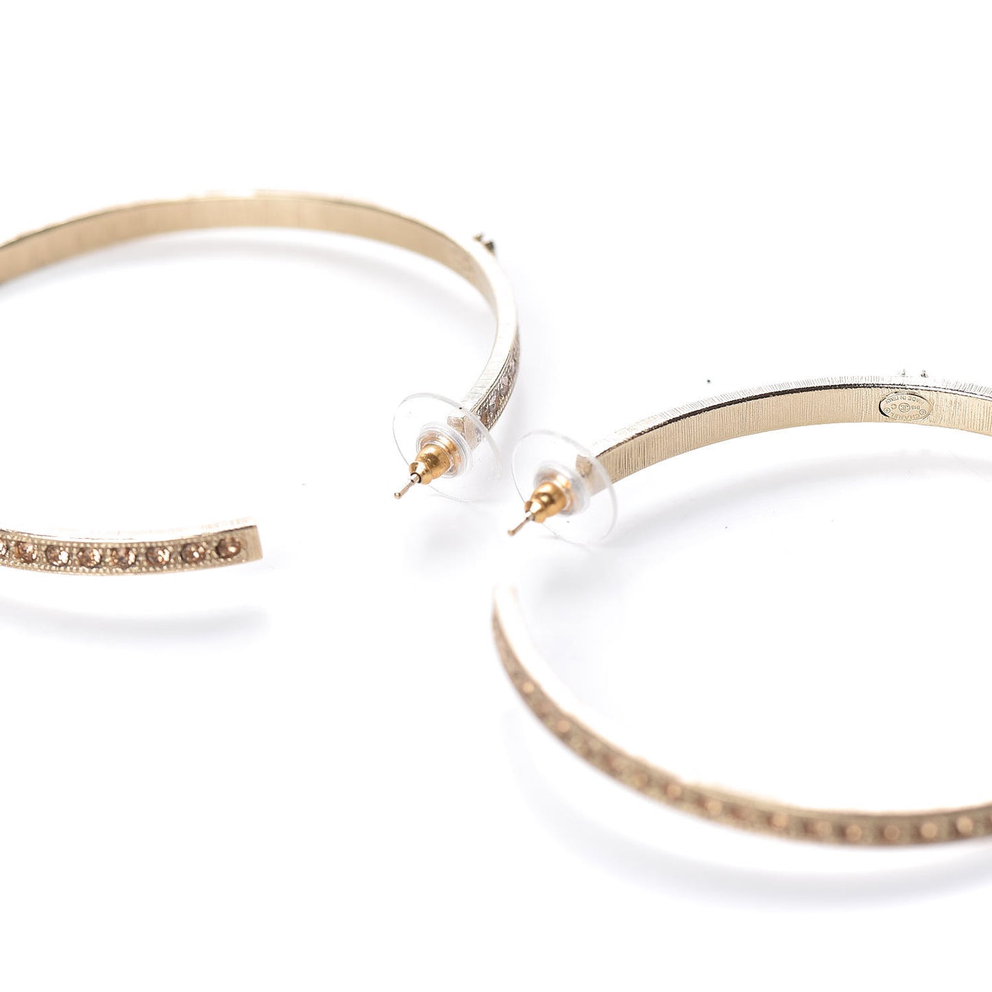 Crystal CC Hoop Earrings Pale Pink Gold