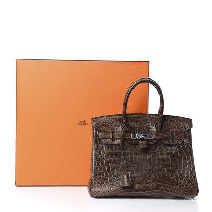 Hermes Matte Niloticus Crocodile Birkin 30 Gris Elephant 38 of 38