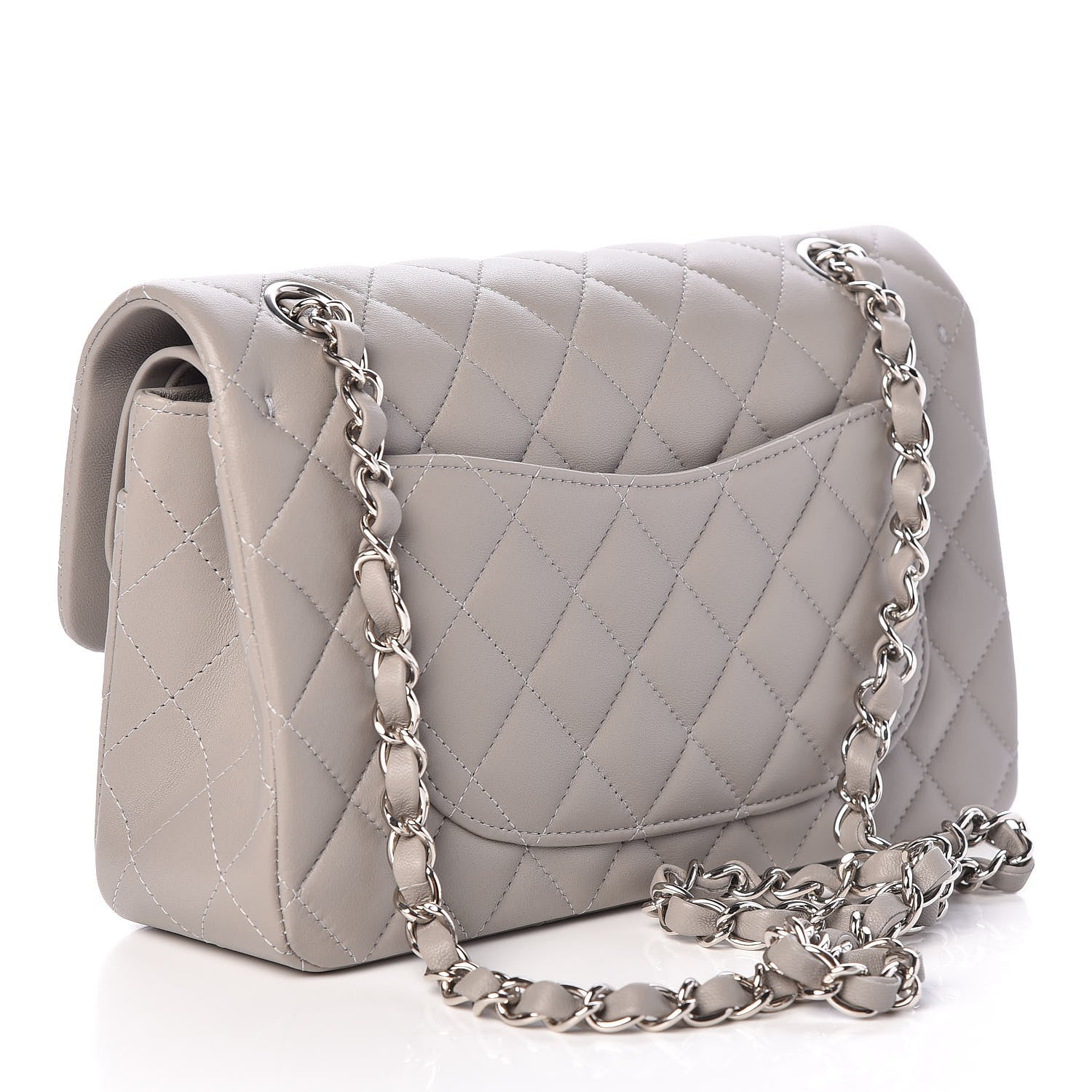 Chanel Lambskin Quilted Small Double Flap Grey 3 of 10