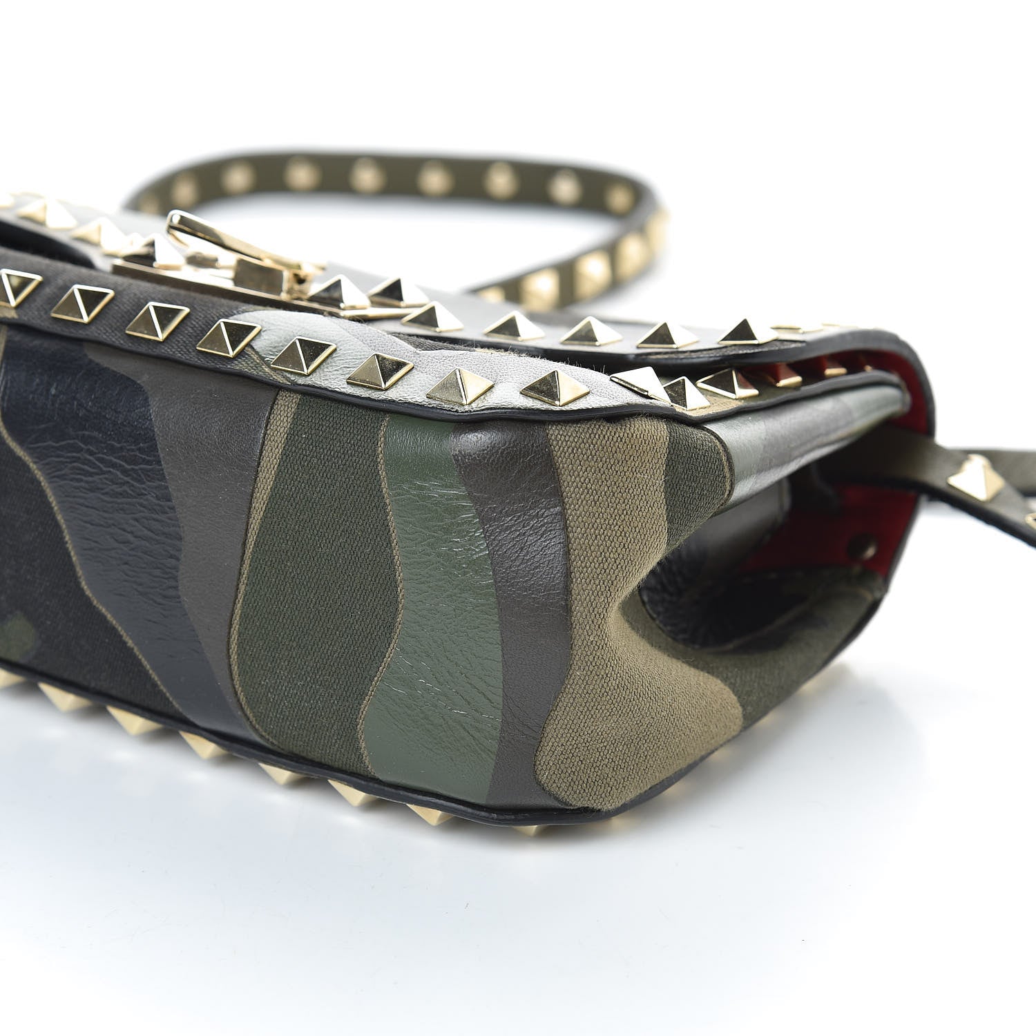 Valentino Garavani Nappa Canvas Camouflage Mini Rockstud Flap Saddle Crossbody Bag Safari 8 of 9