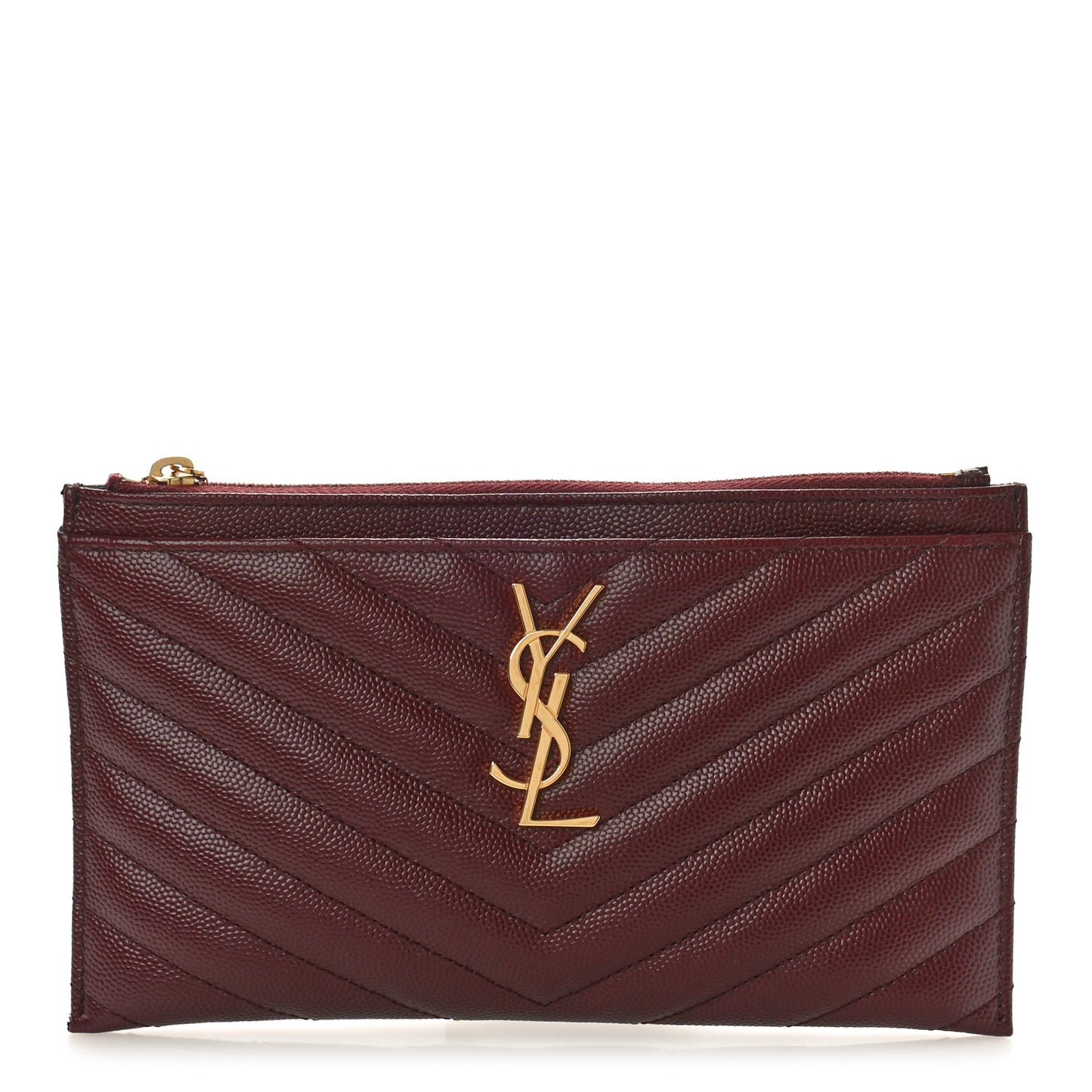 Grain De Poudre Matelasse Chevron Monogram Bill Pouch Rouge Legion
