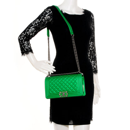 Chanel Metallic Calfskin Quilted Medium Boy Flap Green 2 of 8