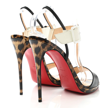 Christian Louboutin Kid Jazz Calf Patent Leopard Beltega 120 T-Strap Sandals 41 Black 4 of 7
