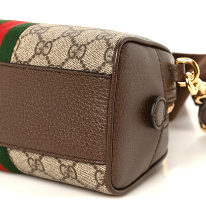 Gucci GG Supreme Monogram Textured Dollar Calfskin Web Mini Ophidia Top Handle Bowler Bag Beige Ebony New Acero 10 of 11