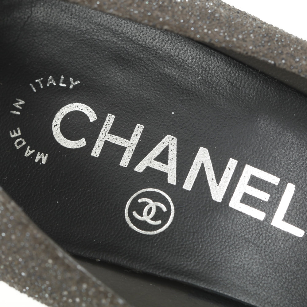 Glitter Cap Toe Platform Pumps 36 Black Grey