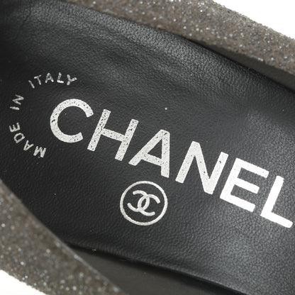 Chanel Glitter Cap Toe Platform Pumps 36 Black Grey 7 of 11