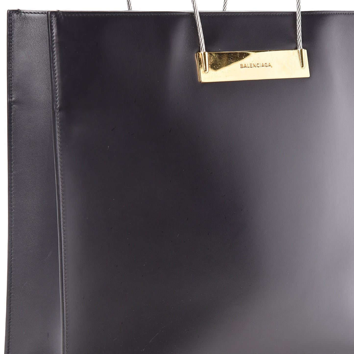 Soft Calfskin Medium Cable Shopper Tote Black