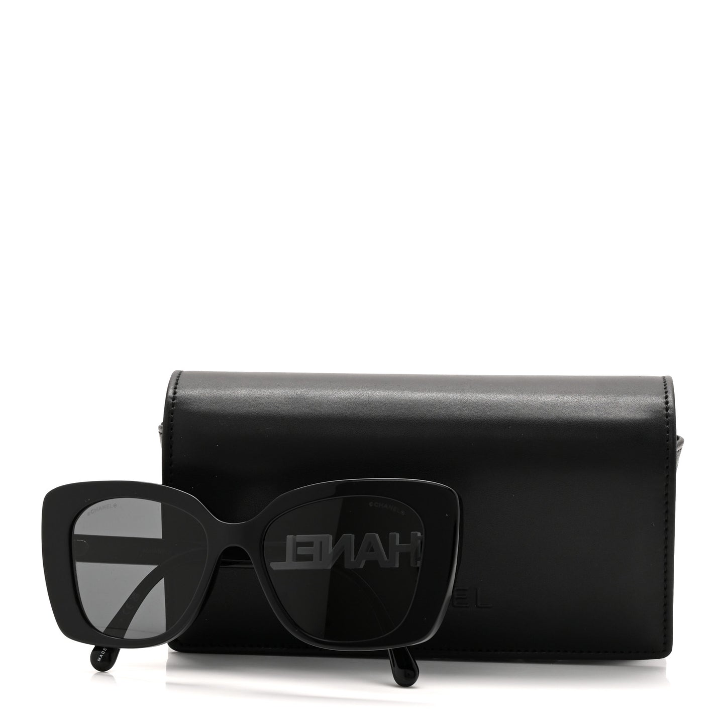 Acetate Strass Square Sunglasses 5422-B-A Black White