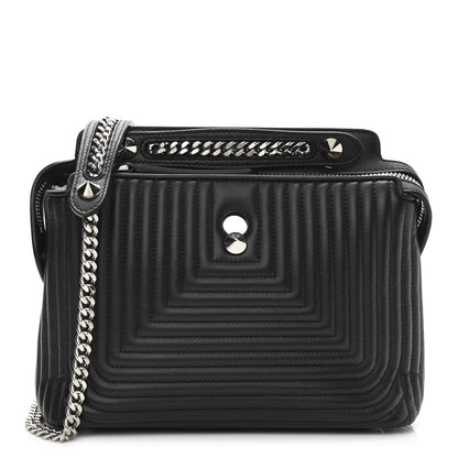 Fendi Shiny Nappa Trapuntata Chain Small DotCom Click Chain Satchel Black 1 of 14