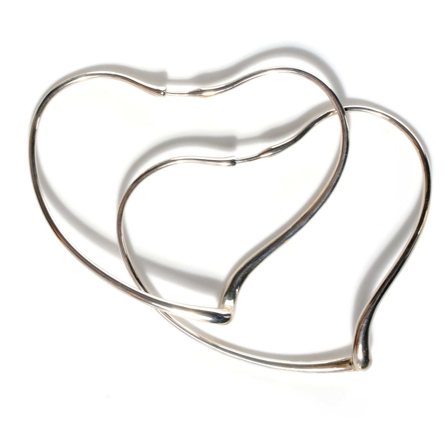 Sterling Silver Large Elsa Peretti Open Heart Hoop Earrings