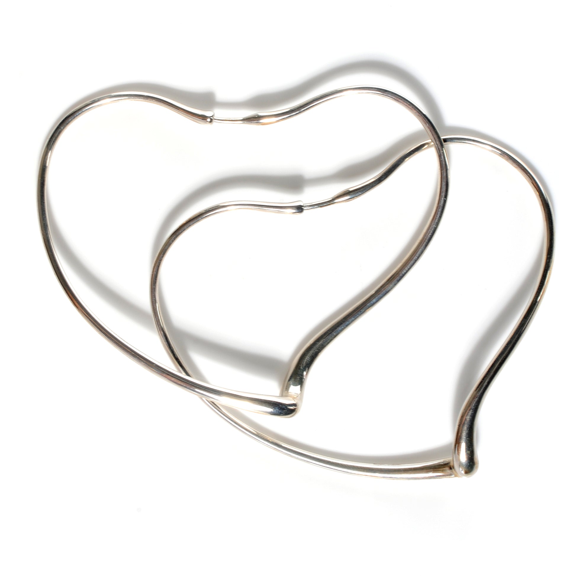 Tiffany Sterling Silver Large Elsa Peretti Open Heart Hoop Earrings 1 of 3
