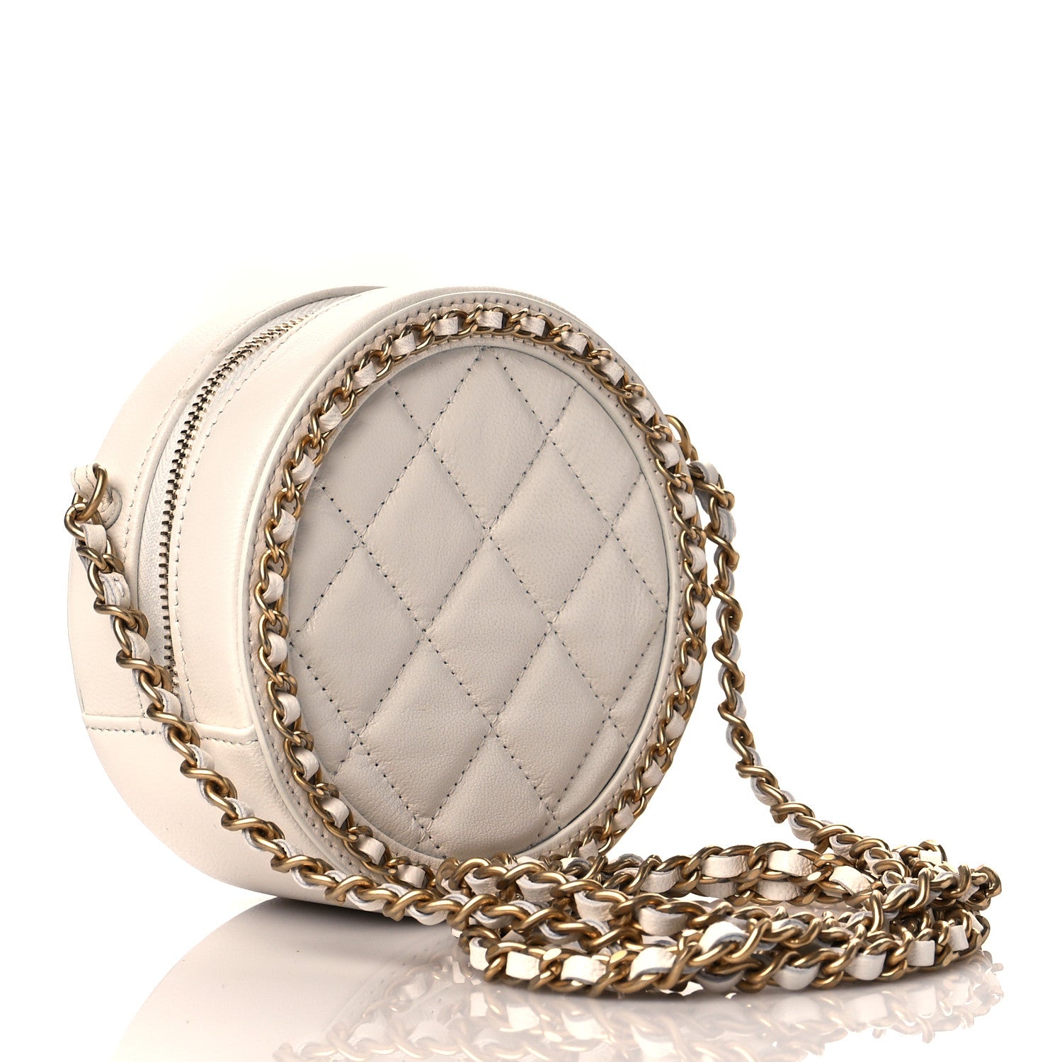 Chanel Lambskin Quilted Round Filigree Chain Around Crossbody White 2 of 10