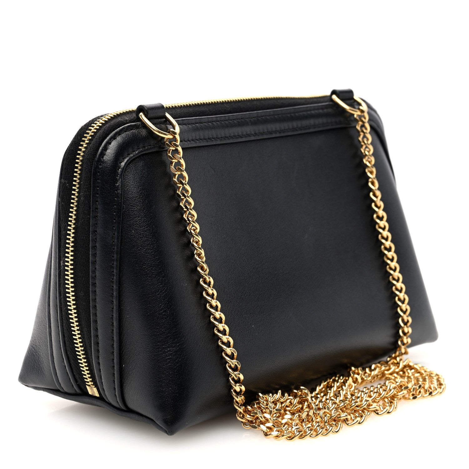 Celine Smooth Calfskin Cuir Triomphe Clutch on Chain Black 3 of 10