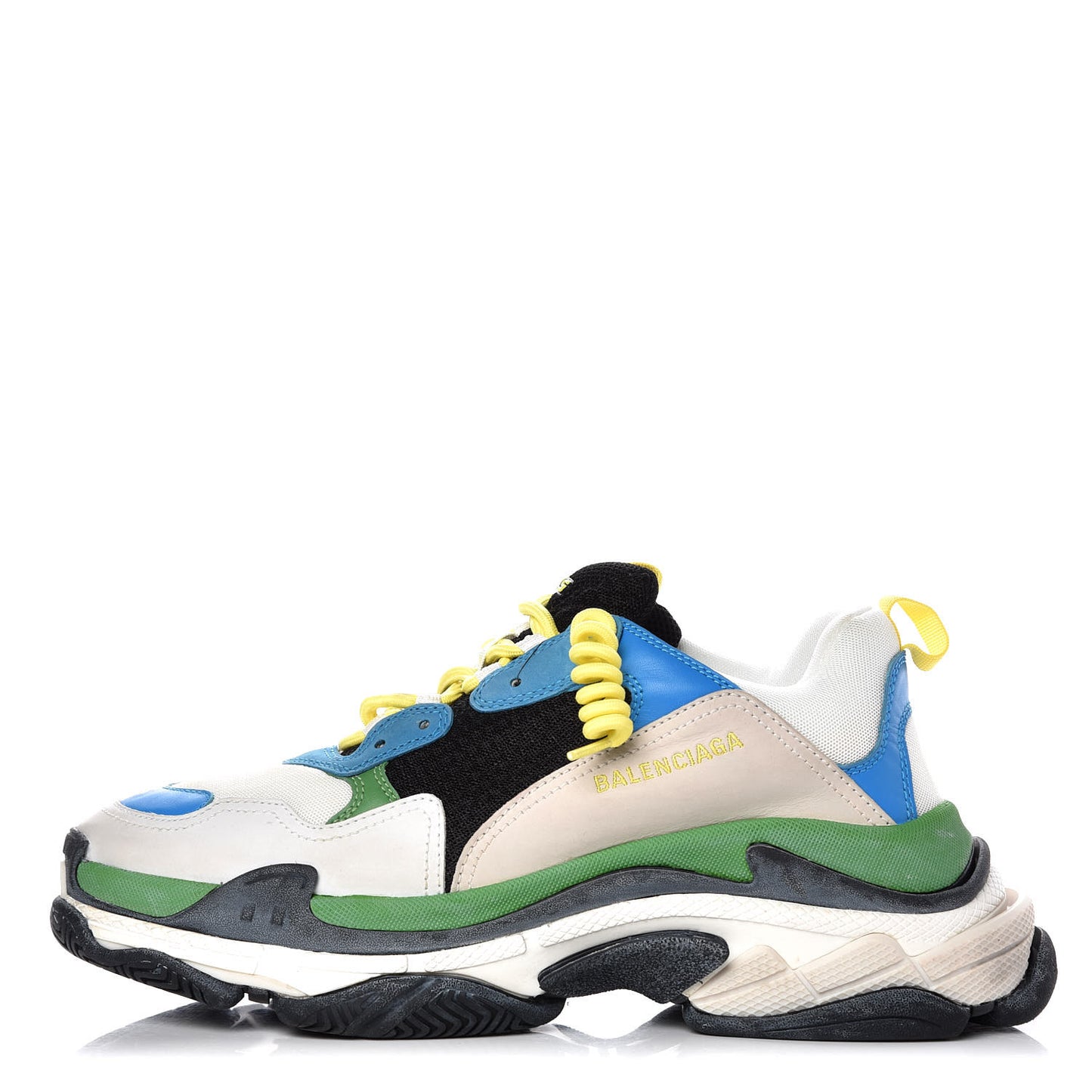 Fabric Mesh Nappa Mens Triple S Sneakers 44 Bleu White Vert Jaune