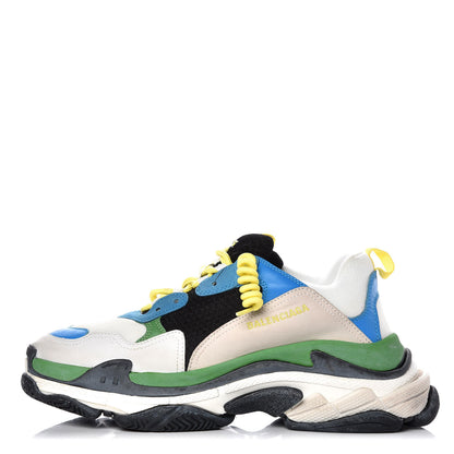 Balenciaga Fabric Mesh Nappa Mens Triple S Sneakers 44 Bleu White Vert Jaune 1 of 8