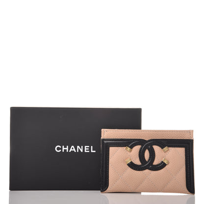 Chanel Caviar Quilted Filigree Card Holder Beige Black 9 of 9
