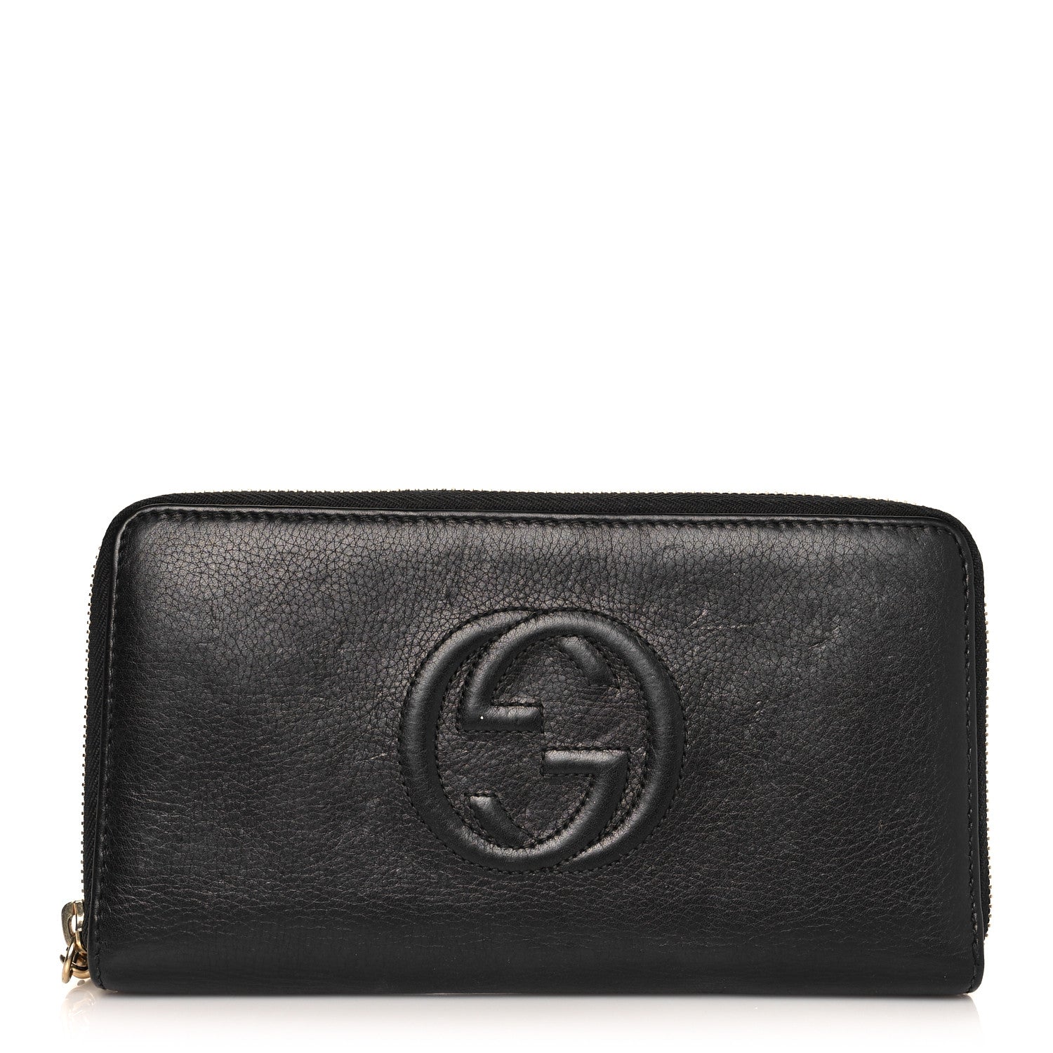 Gucci Pebbled Calfskin Soho Zip Around Wallet Black 1 of 10