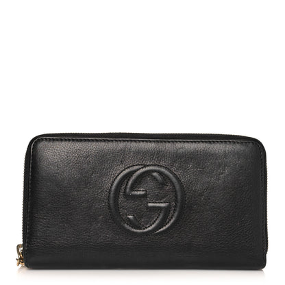 Gucci Pebbled Calfskin Soho Zip Around Wallet Black 1 of 10