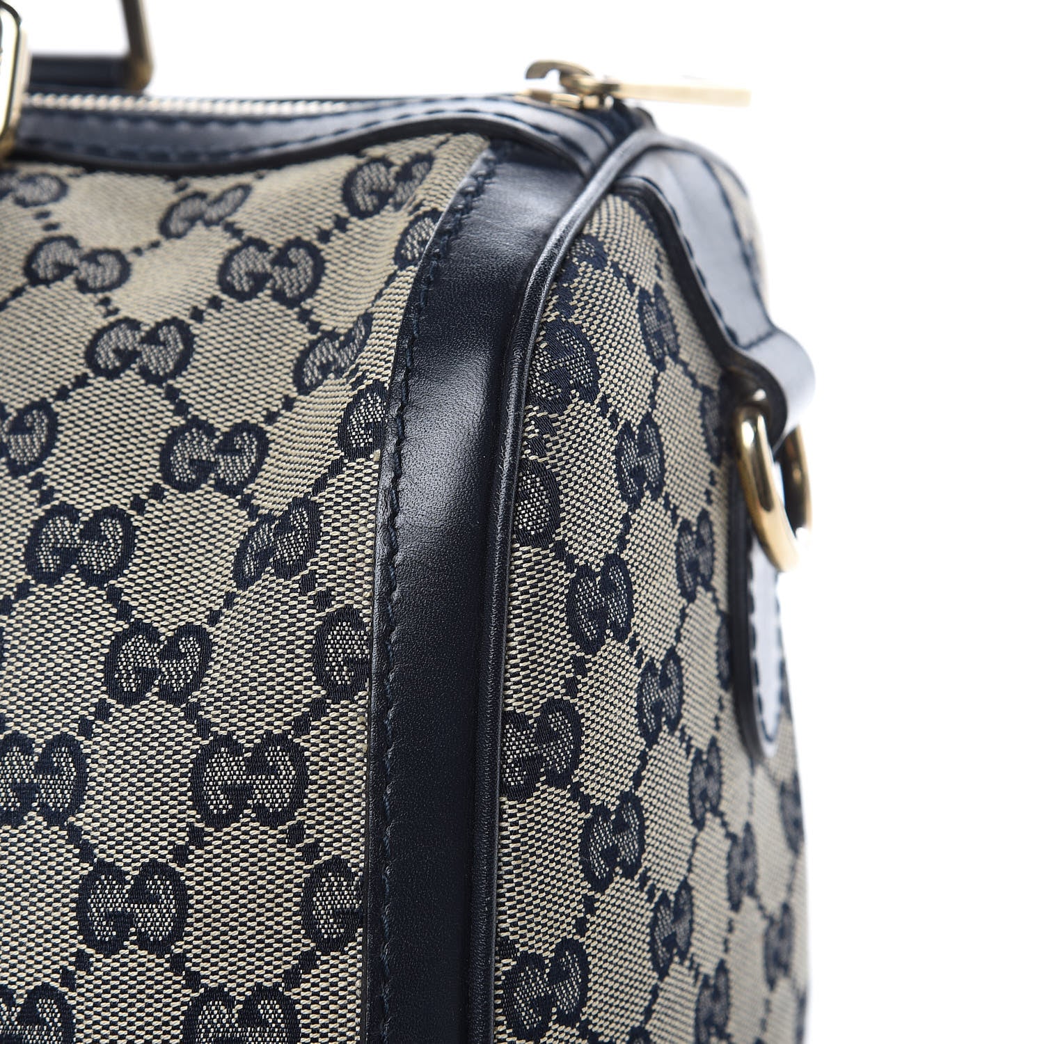 Gucci Monogram Selleria Calfskin Vintage Web Medium Boston Beige Blue 16 of 19