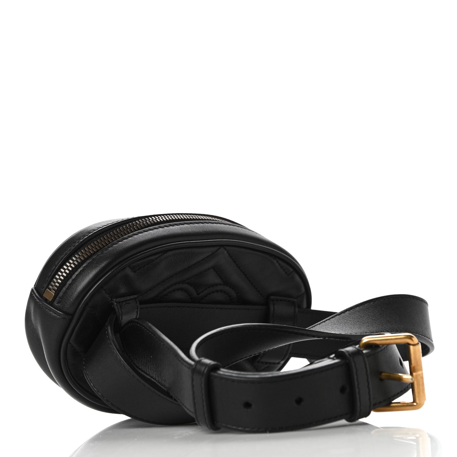 Gucci Calfskin Matelasse GG Marmont Belt Bag 85 34 Black 3 of 12
