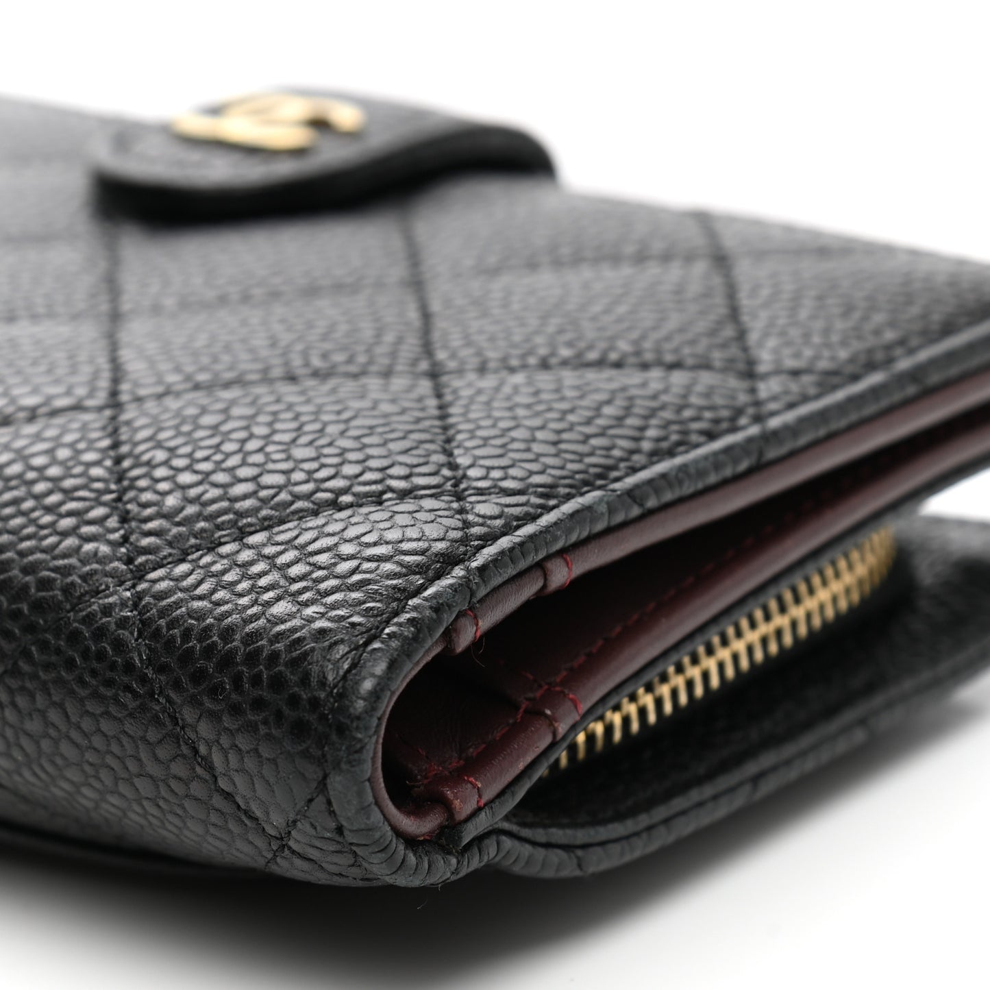Caviar Quilted Zipped Pocket Wallet Black
