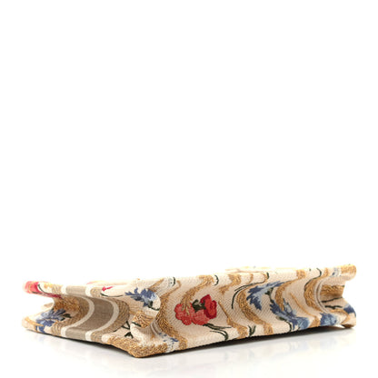 Christian Dior Canvas Embroidered Hibiscus Printed Mini Book Tote Beige Multicolor 4 of 9