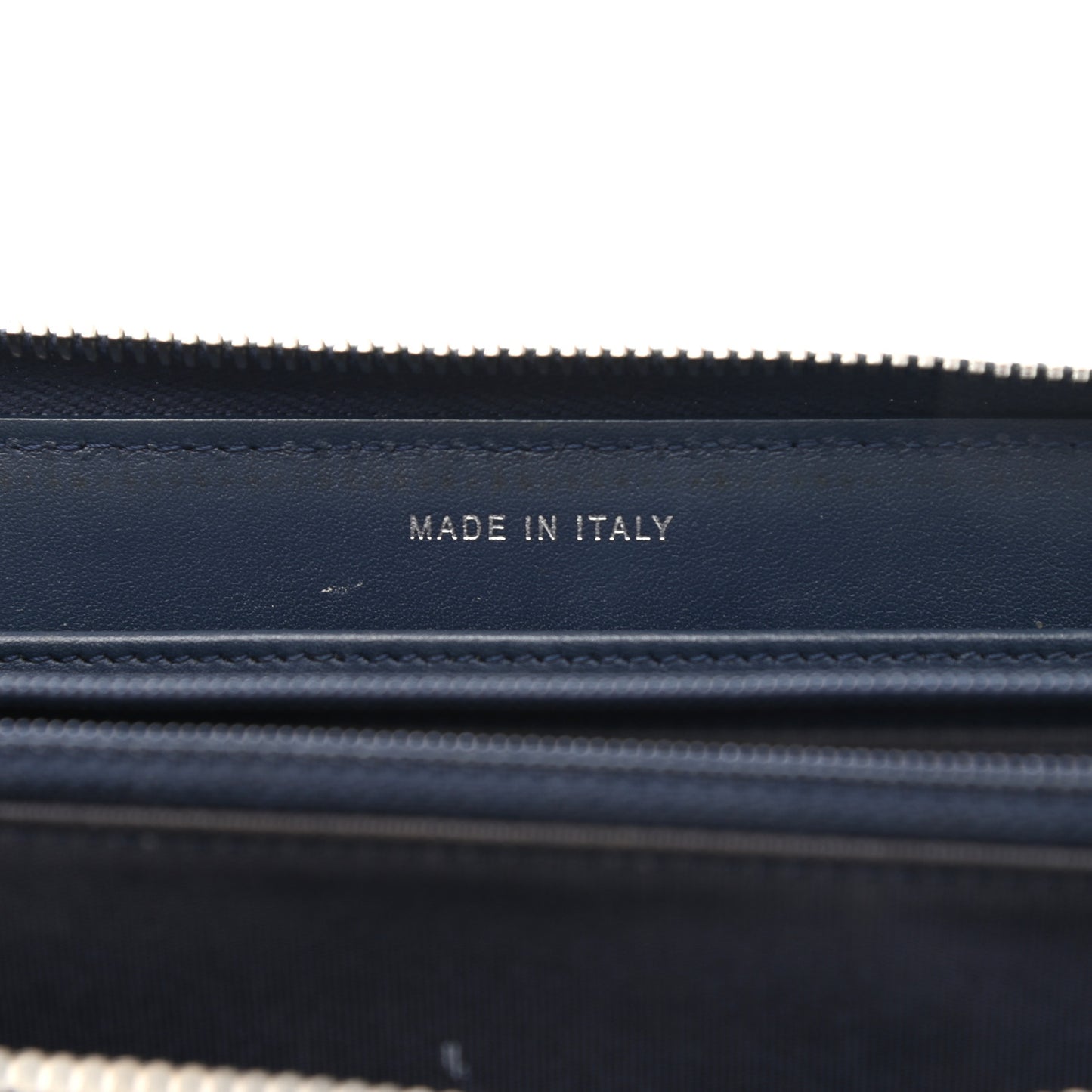 Patent Chevron Zip Around Wallet Blue