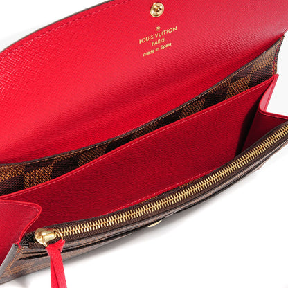 Louis Vuitton Damier Ebene Emilie Wallet Red 5 of 7