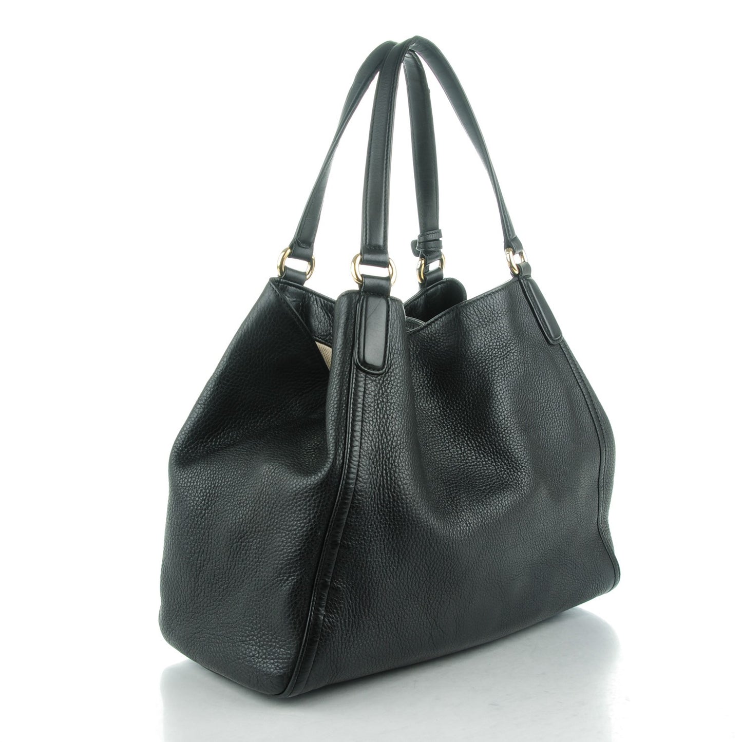 Pebbled Calfskin Medium Soho Shoulder Bag Black
