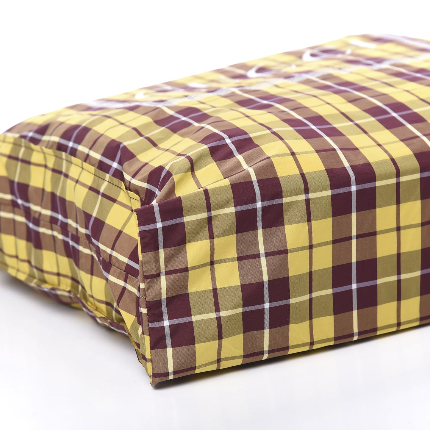 Nylon Checked Logo Vertical Tote Yellow