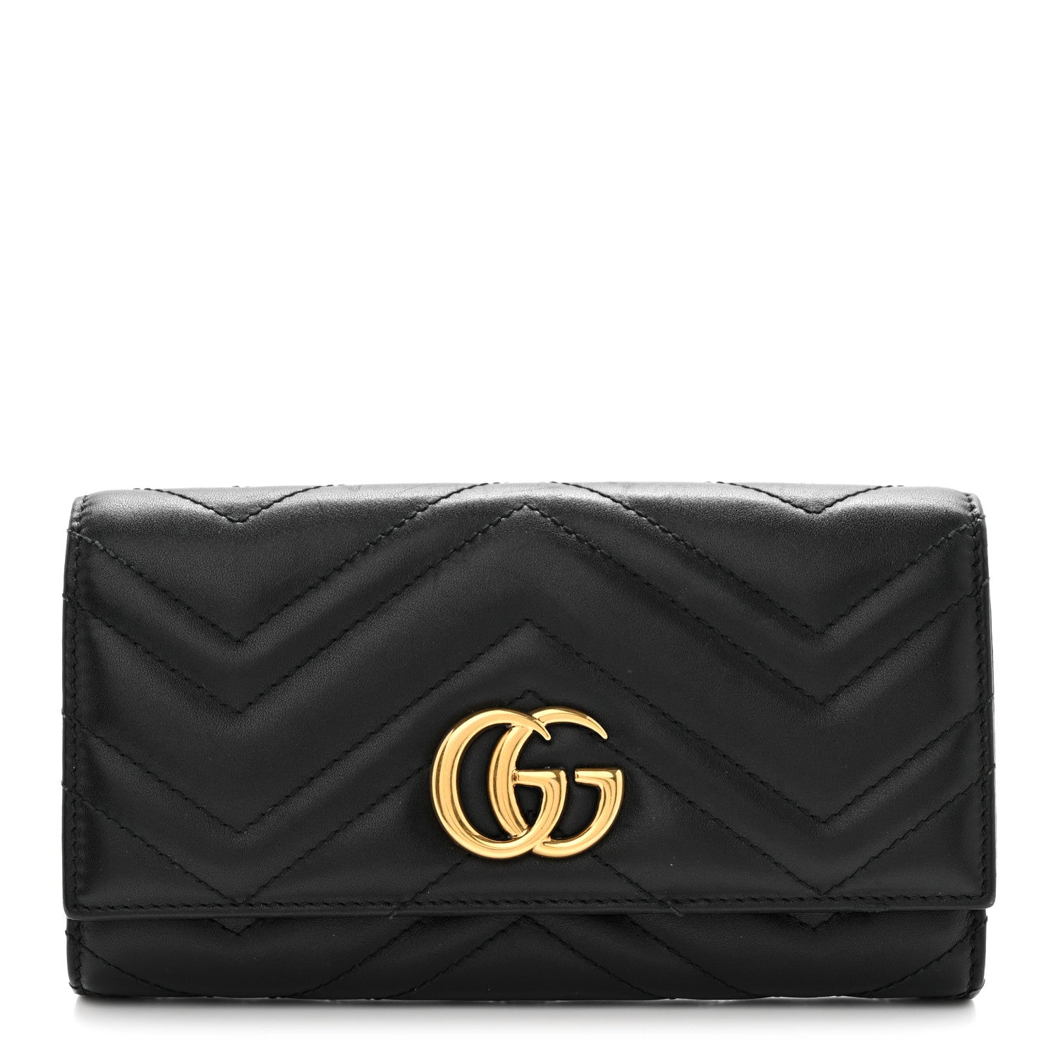 Gucci Calfskin Matelasse GG Marmont Continental Wallet Black 1 of 9
