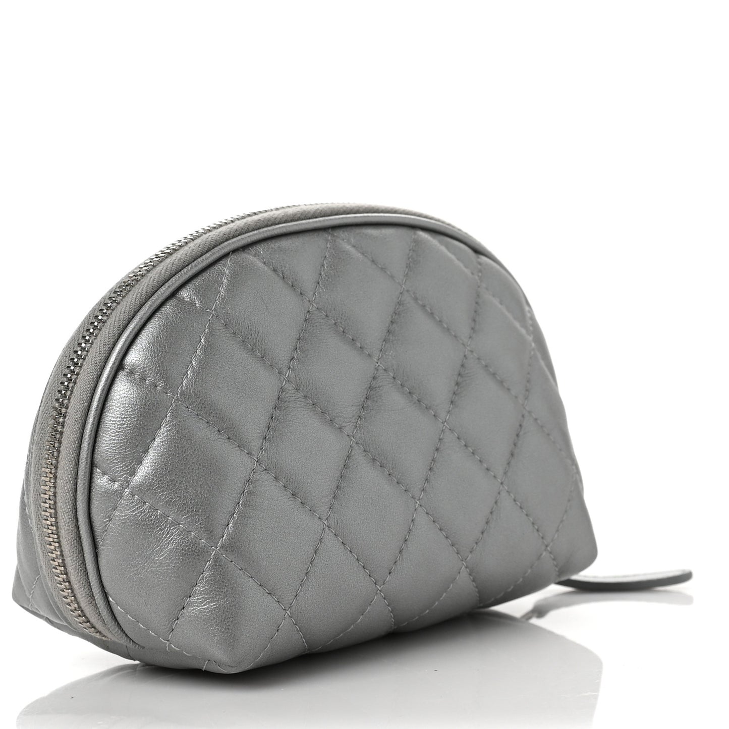 Metallic Lambskin Quilted Reissue Cosmetic Case Silver