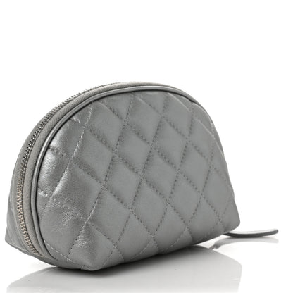 Chanel Metallic Lambskin Quilted Reissue Cosmetic Case Silver 3 of 8
