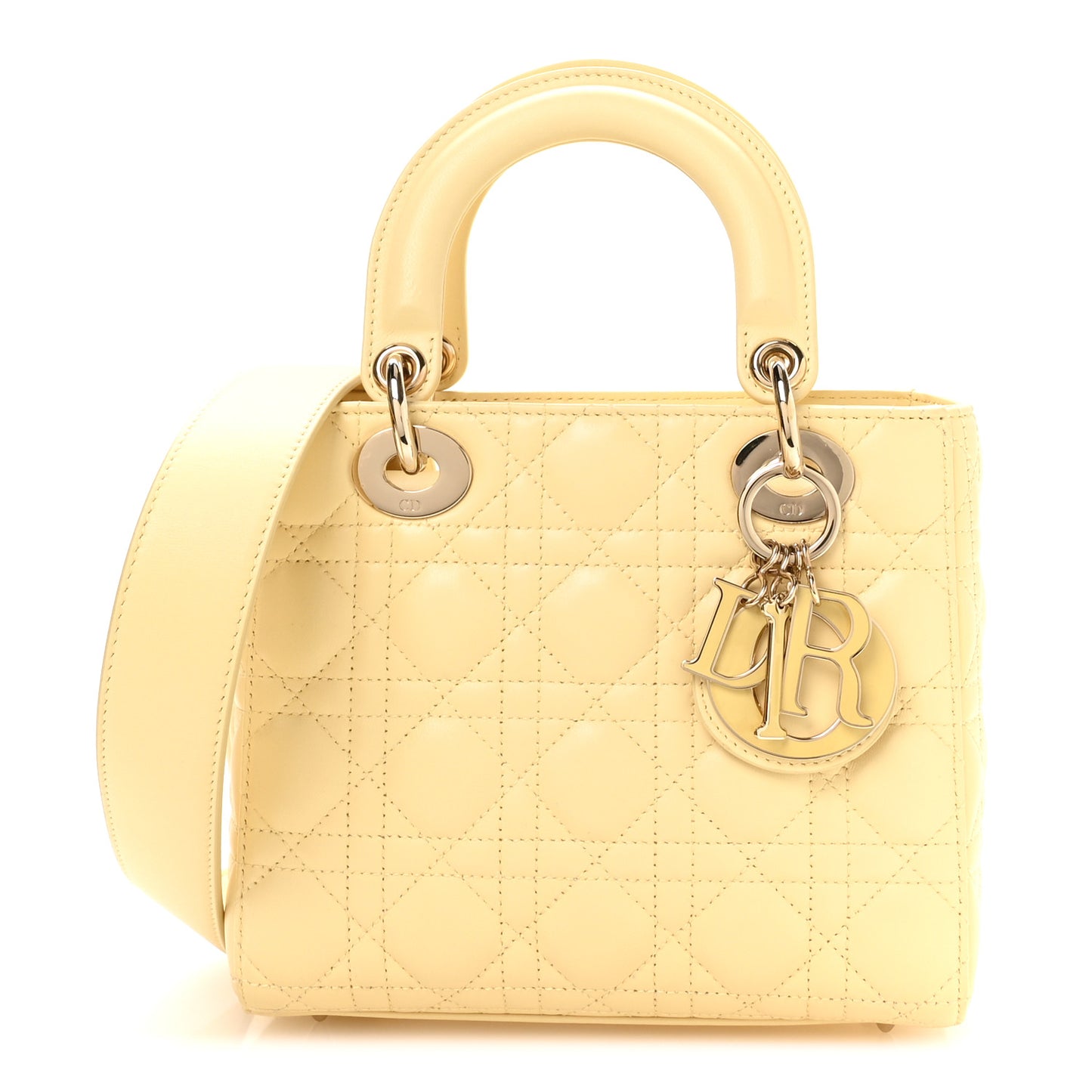Lambskin Cannage Small Lucky Badges My Lady Dior Light Yellow