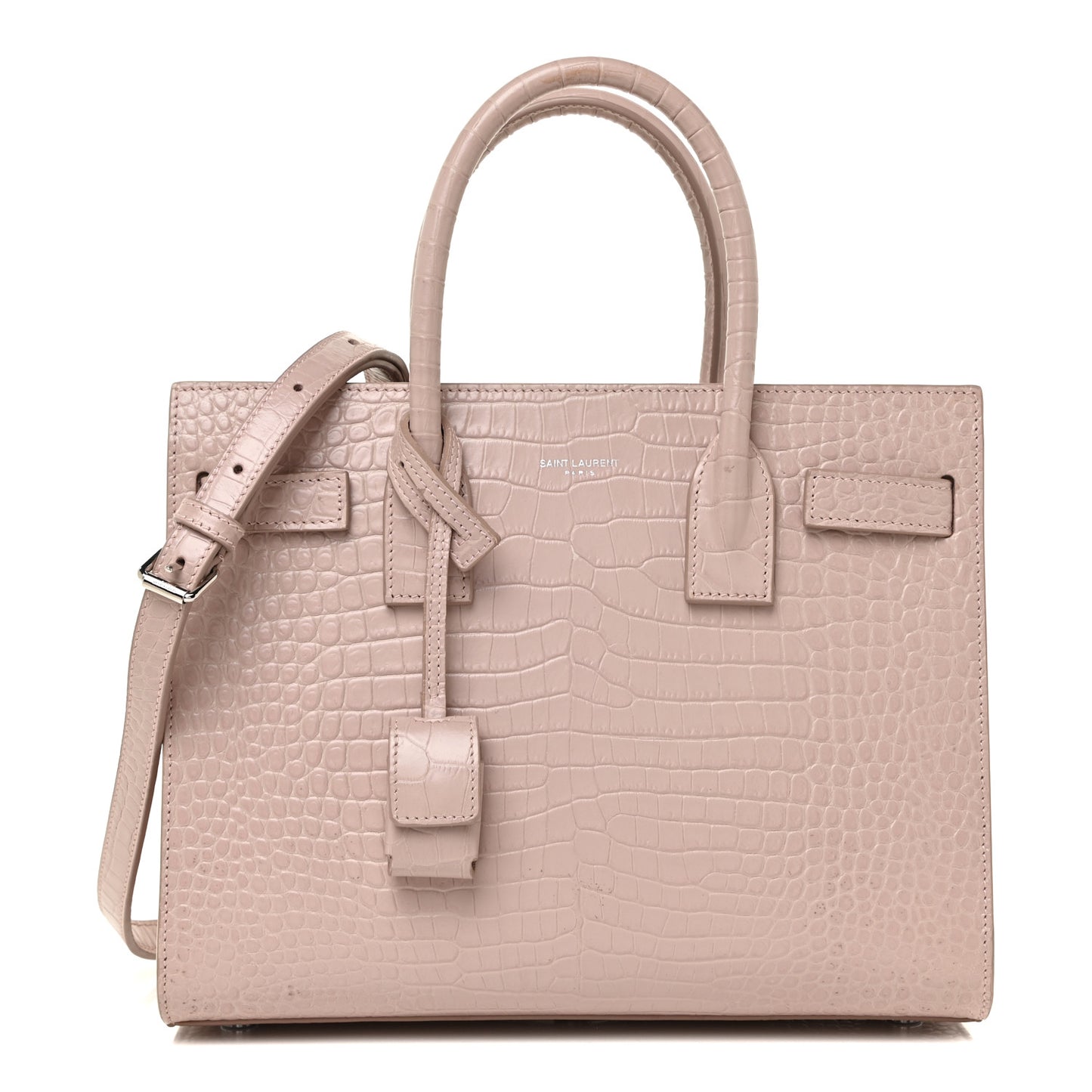 Calfskin Crocodile Embossed Baby Sac De Jour Rose Antic