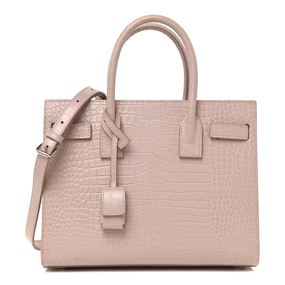 Saint Laurent Calfskin Crocodile Embossed Baby Sac De Jour Rose Antic 1 of 22