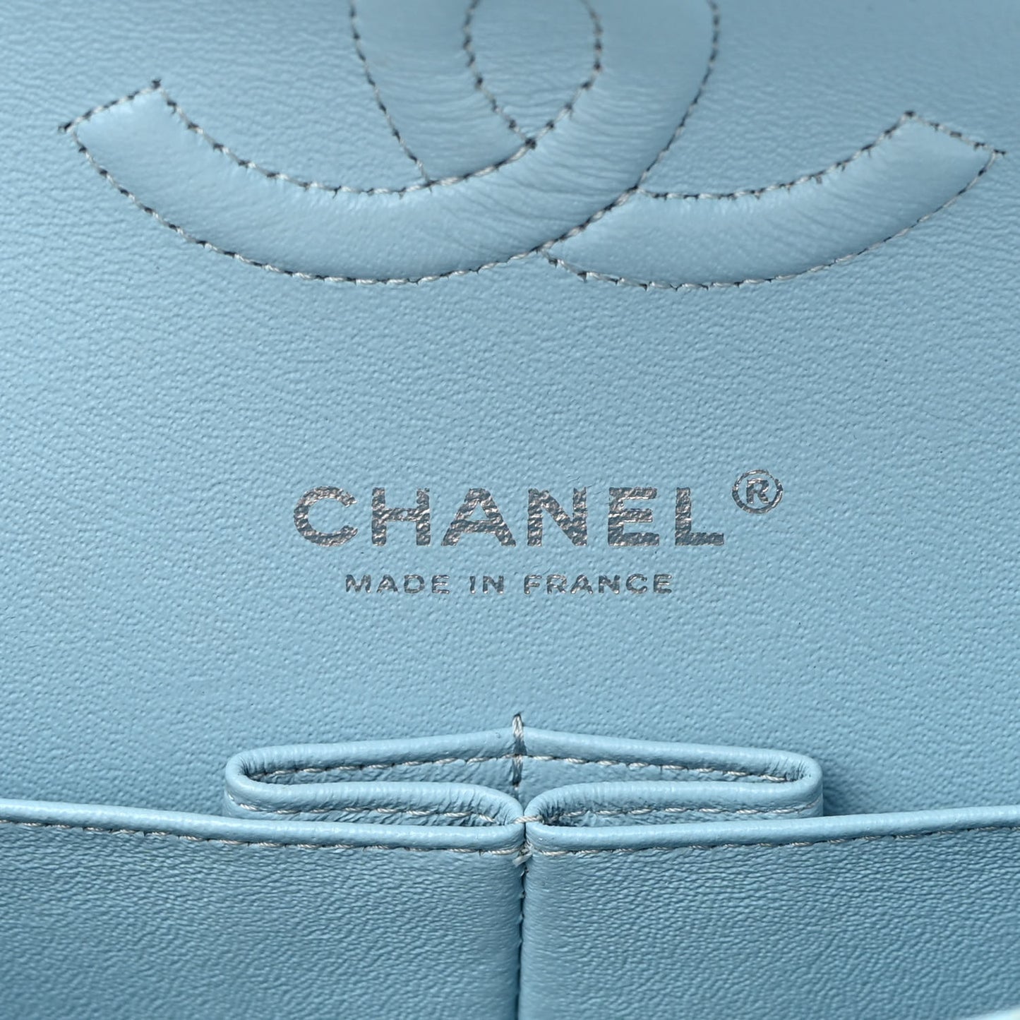 Tweed Quilted Medium Double Flap Blue White