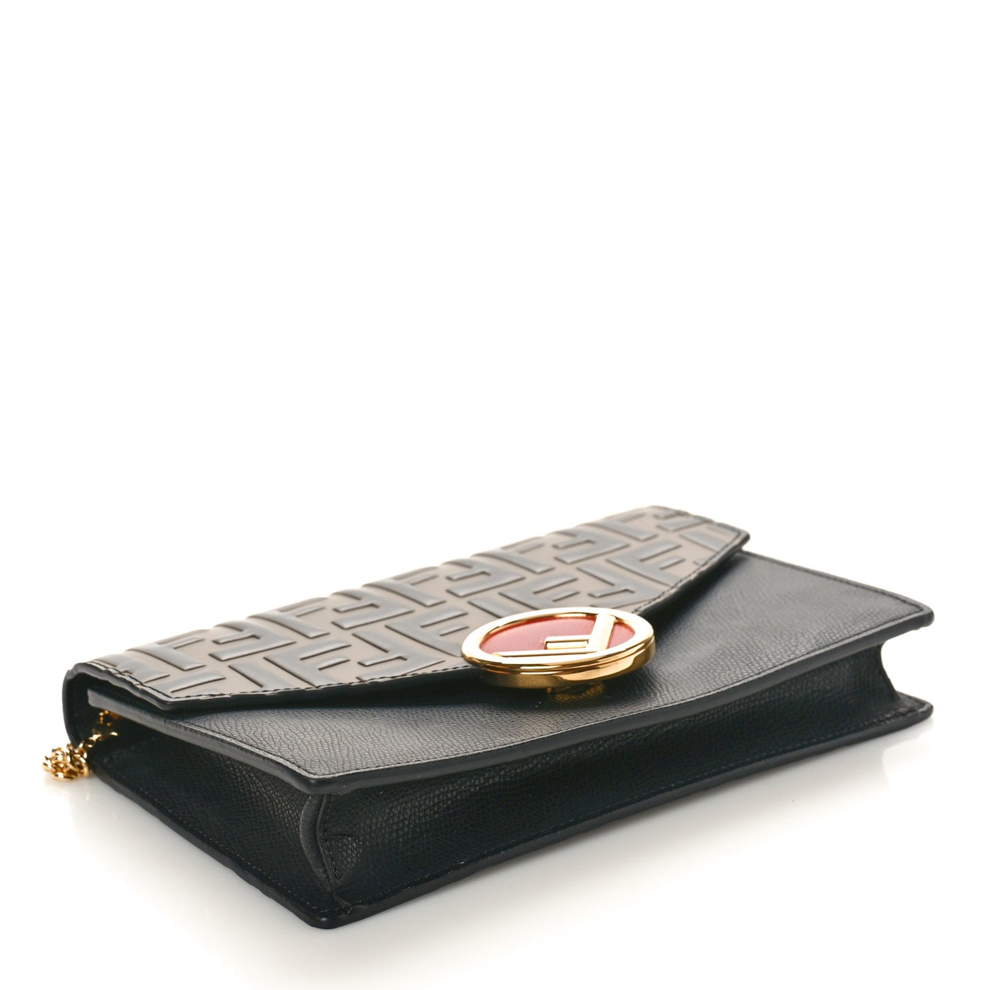 Vitello Cruise F is Fendi Bi-Color FF 1974 Embossed Medium Envelope Wallet On Chain Black Maya
