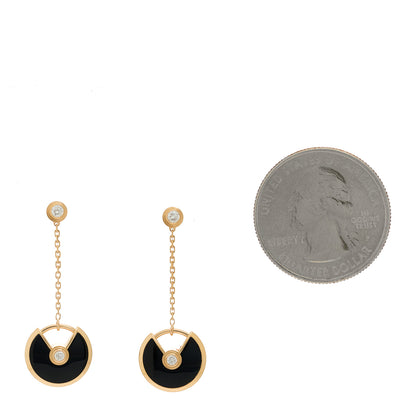Cartier 18K Pink Gold Diamond Black Onyx Amulette de Cartier Drop Earrings 2 of 4