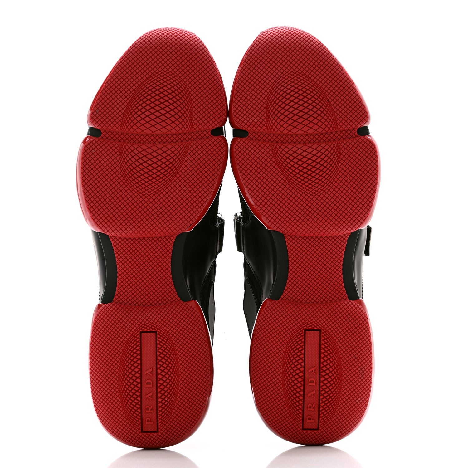 Prada Rubber Knit Fabric Mens Cloudbust Air Sneakers 10 Black Red 5 of 8