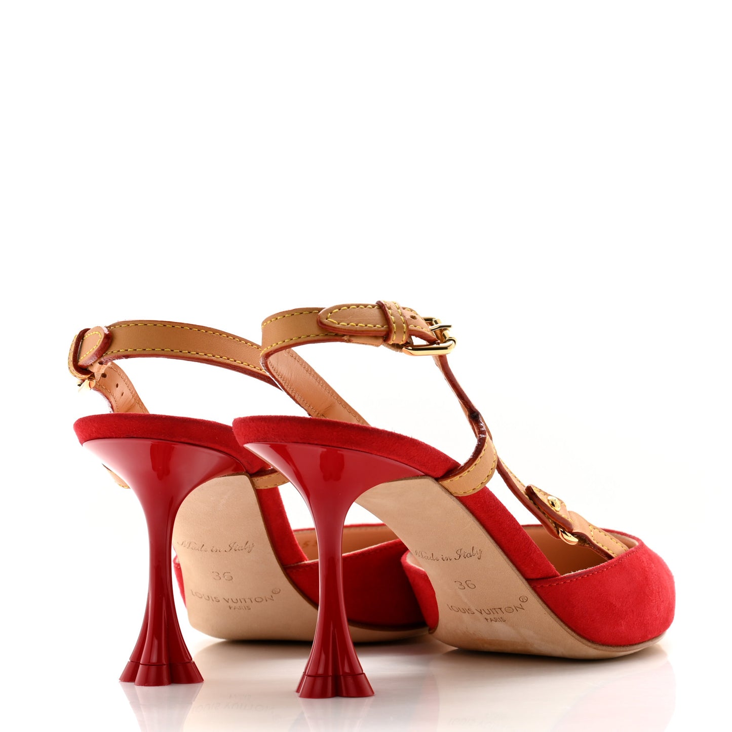 Suede Baby Goat Blossom Slingback Pumps 36 Rouge