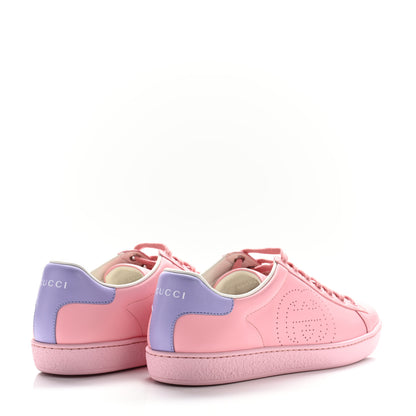 Gucci Miro Soft Calfskin Interlocking G Perforated Womens Ace Sneakers 38 Wild Rose Lapis 5 of 10