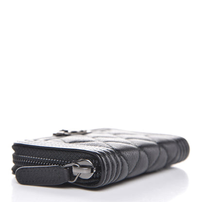 Chanel Calfskin Quilted Boy Zip Around Coin Purse Wallet Black 4 of 8