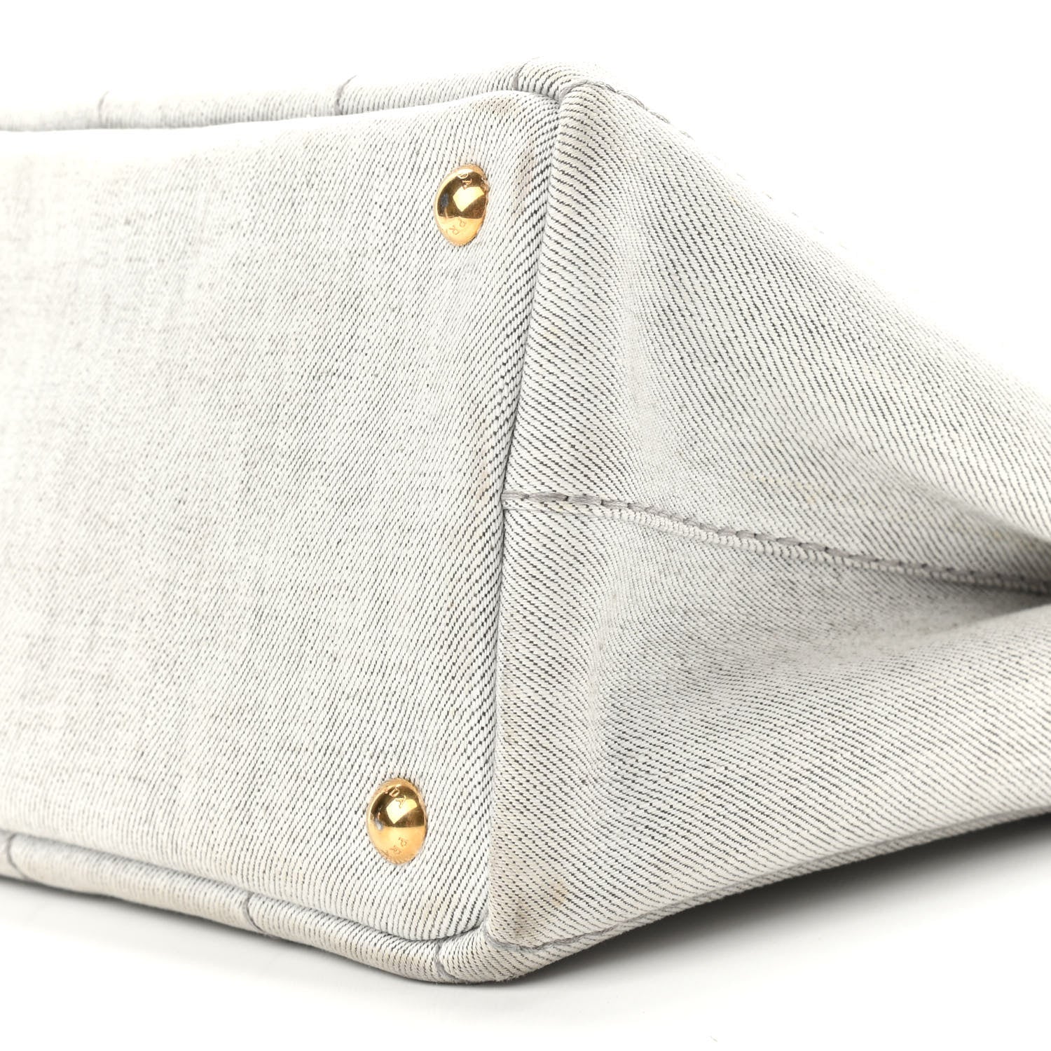 Prada Denim Small Logo Tote Bianco 10 of 13