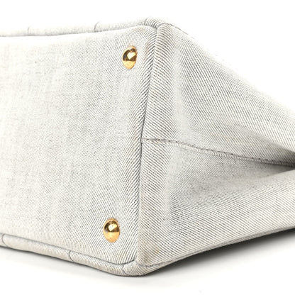 Prada Denim Small Logo Tote Bianco 10 of 13