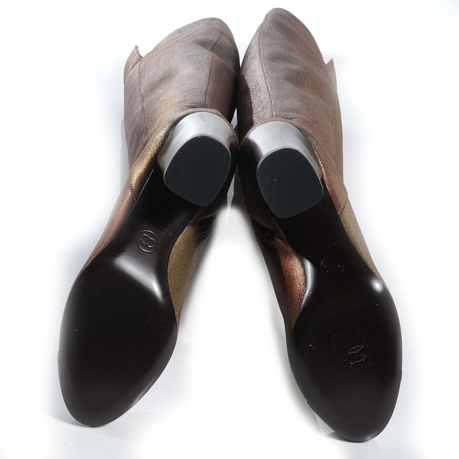 Chanel Iridescent Calfskin High Boots 35 Gold 5 of 7