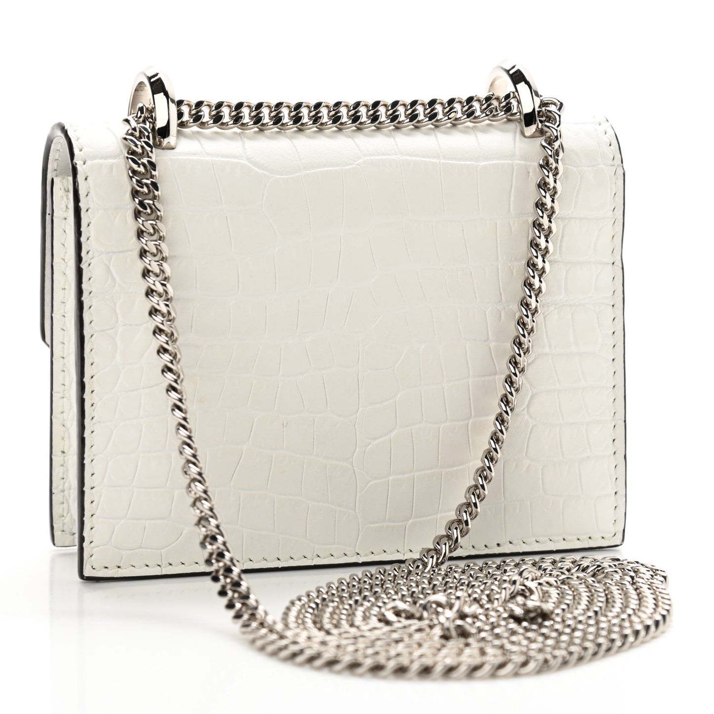 Calfskin Crocodile Embossed Mini Paris Crossbody Latte