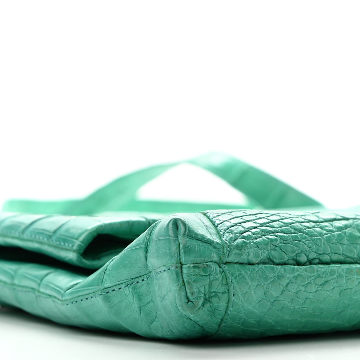 Crocodile Foldover Clutch Green