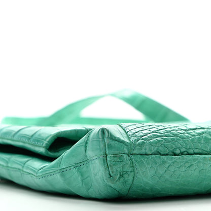 Nancy Gonzalez Crocodile Foldover Clutch Green 9 of 11