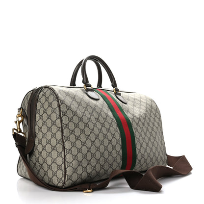 Gucci GG Supreme Monogram Textured Dollar Calfskin Web Medium Ophidia Carry-On Duffle Bag Beige Ebony New Acero 2 of 9